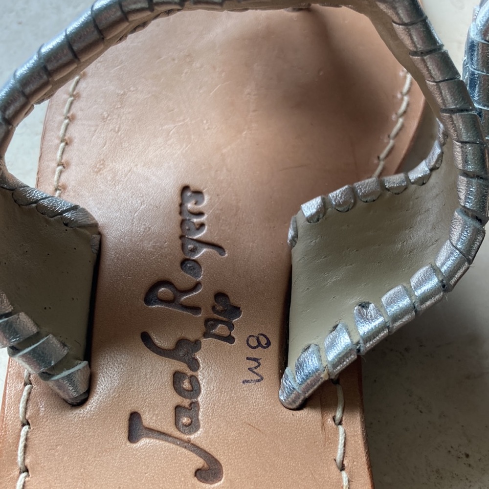 EUC Jack Rogers thong sandals navy and silver size 8 - Picture 5 of 10